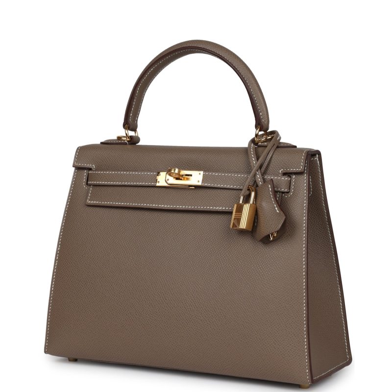 Hermes Kelly Sellier 25 Etoupe Epsom Gold Hardware - Image 3