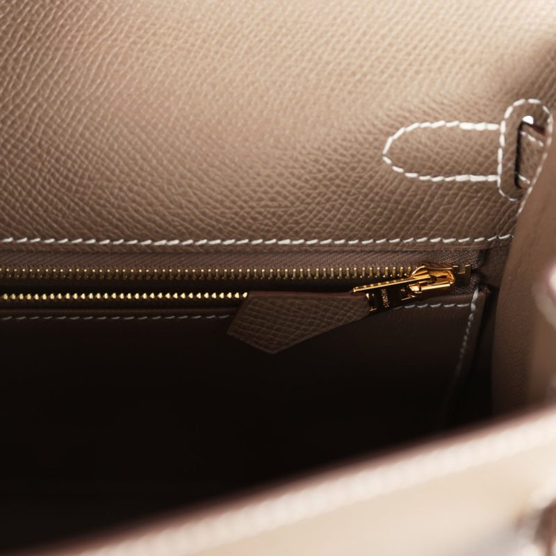 Hermes Kelly Sellier 25 Etoupe Epsom Gold Hardware - Image 9
