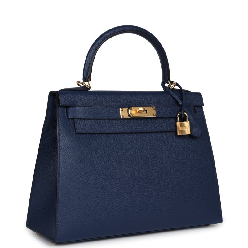 Hermes Kelly Sellier 28 Bleu Navy Epsom Gold Hardware - Image 2