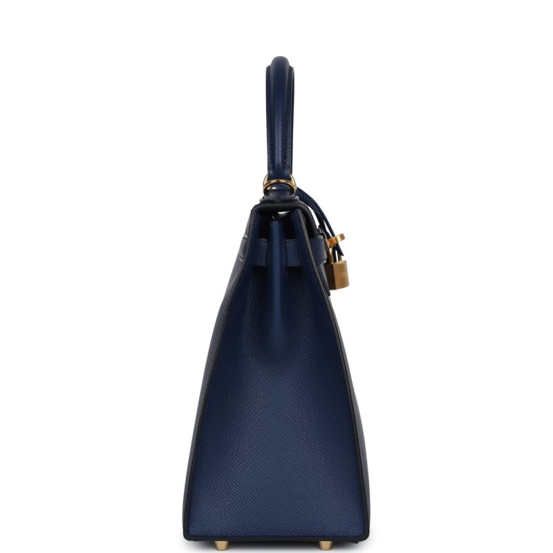 Hermes Kelly Sellier 28 Bleu Navy Epsom Gold Hardware - Image 4