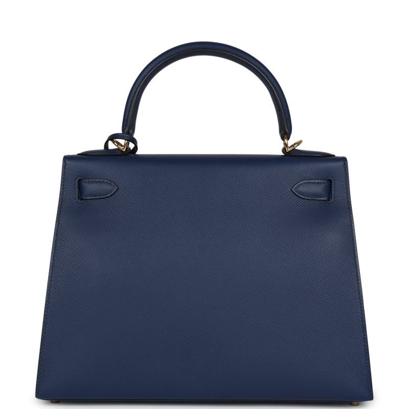 Hermes Kelly Sellier 28 Bleu Navy Epsom Gold Hardware - Image 5