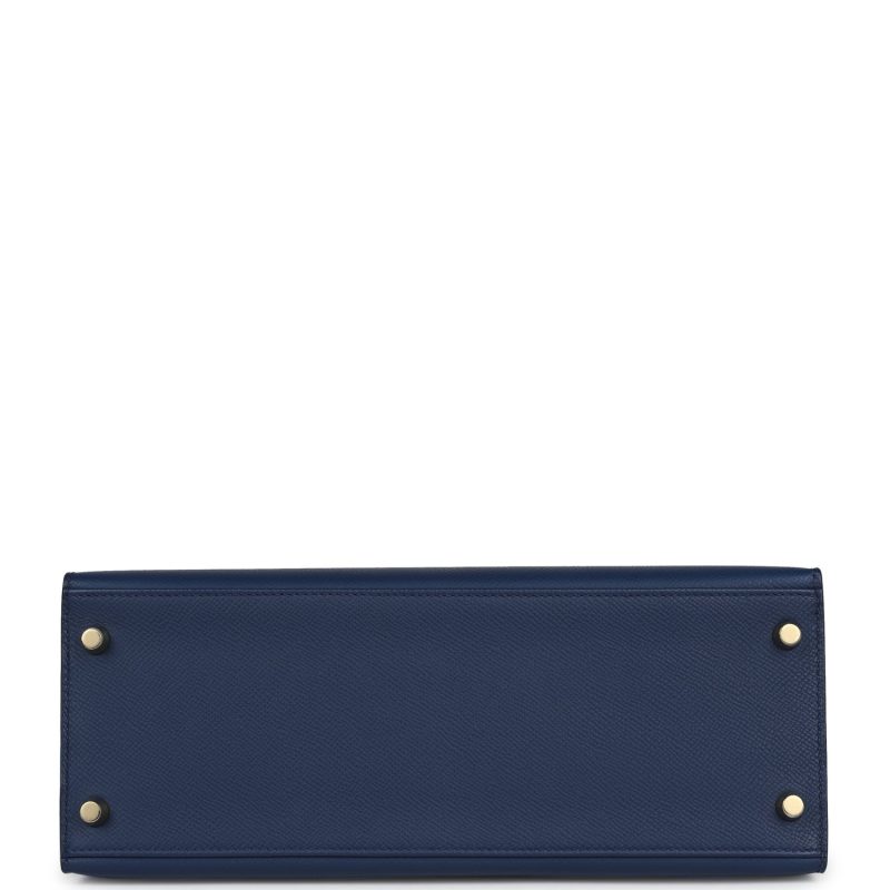 Hermes Kelly Sellier 28 Bleu Navy Epsom Gold Hardware - Image 6