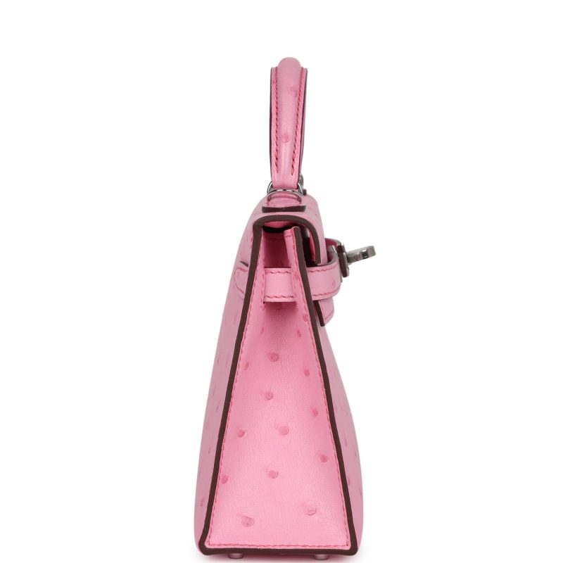 Hermes Kelly Sellier 20 Bubblegum Ostrich Palladium Hardware - Image 4