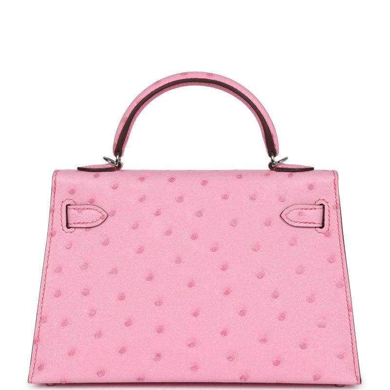 Hermes Kelly Sellier 20 Bubblegum Ostrich Palladium Hardware - Image 5