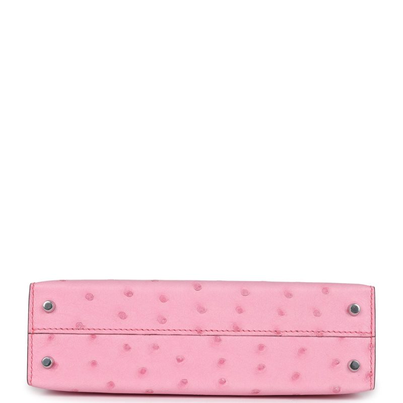 Hermes Kelly Sellier 20 Bubblegum Ostrich Palladium Hardware - Image 6