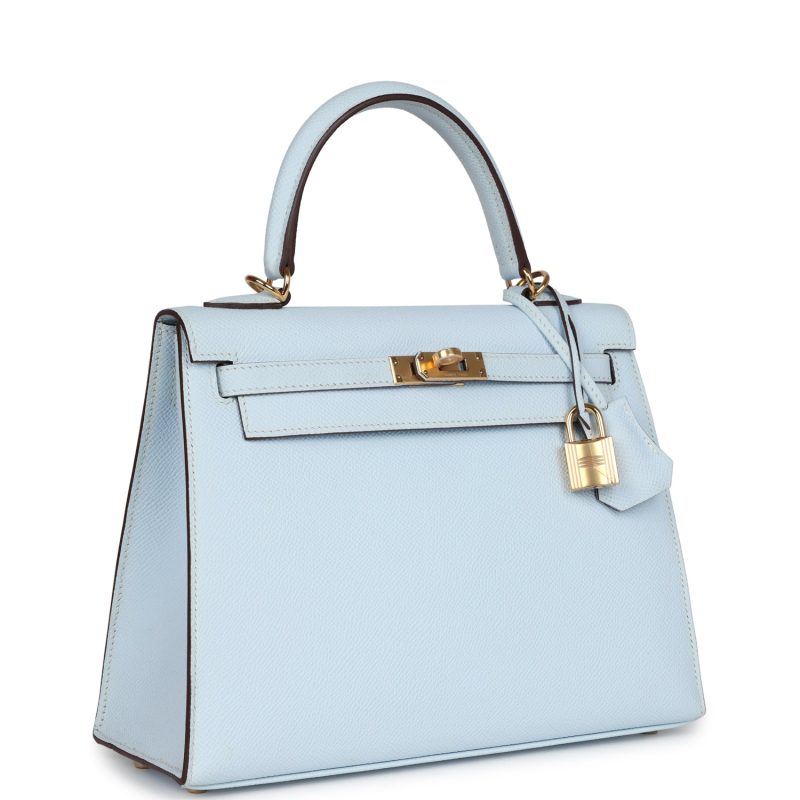 Hermes Kelly Sellier 25 Bleu Brume Epsom Gold Hardware - Image 2