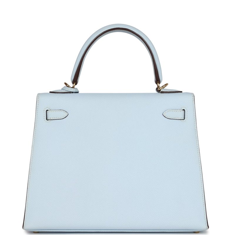Hermes Kelly Sellier 25 Bleu Brume Epsom Gold Hardware - Image 5