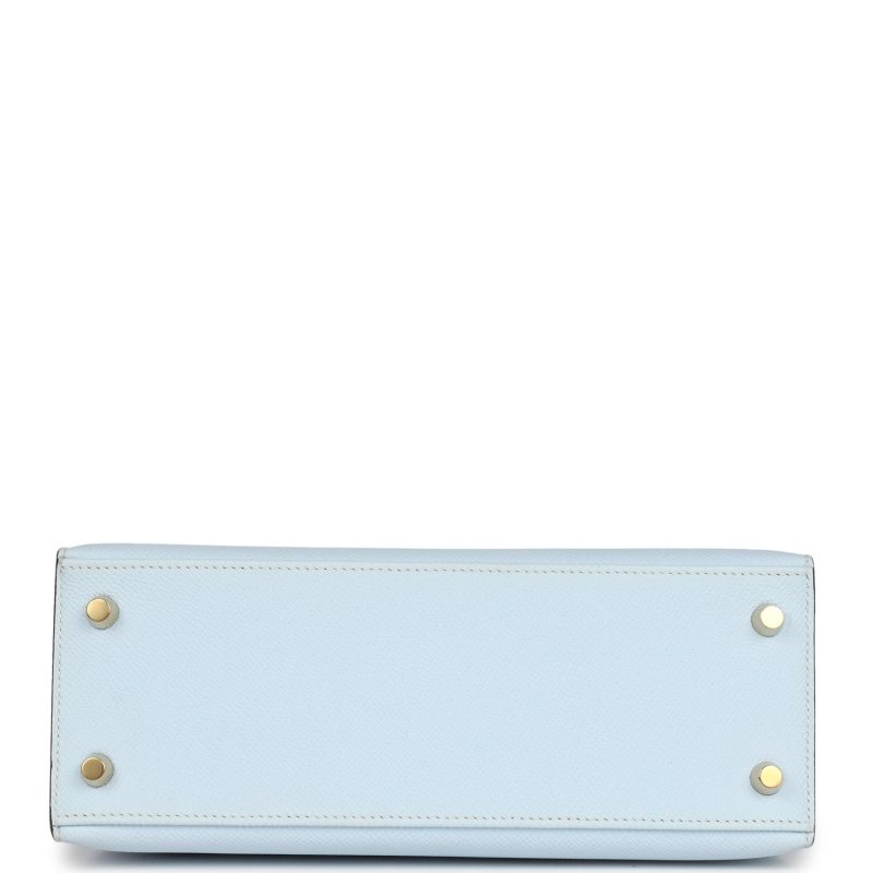 Hermes Kelly Sellier 25 Bleu Brume Epsom Gold Hardware - Image 6