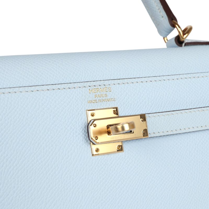 Hermes Kelly Sellier 25 Bleu Brume Epsom Gold Hardware - Image 7