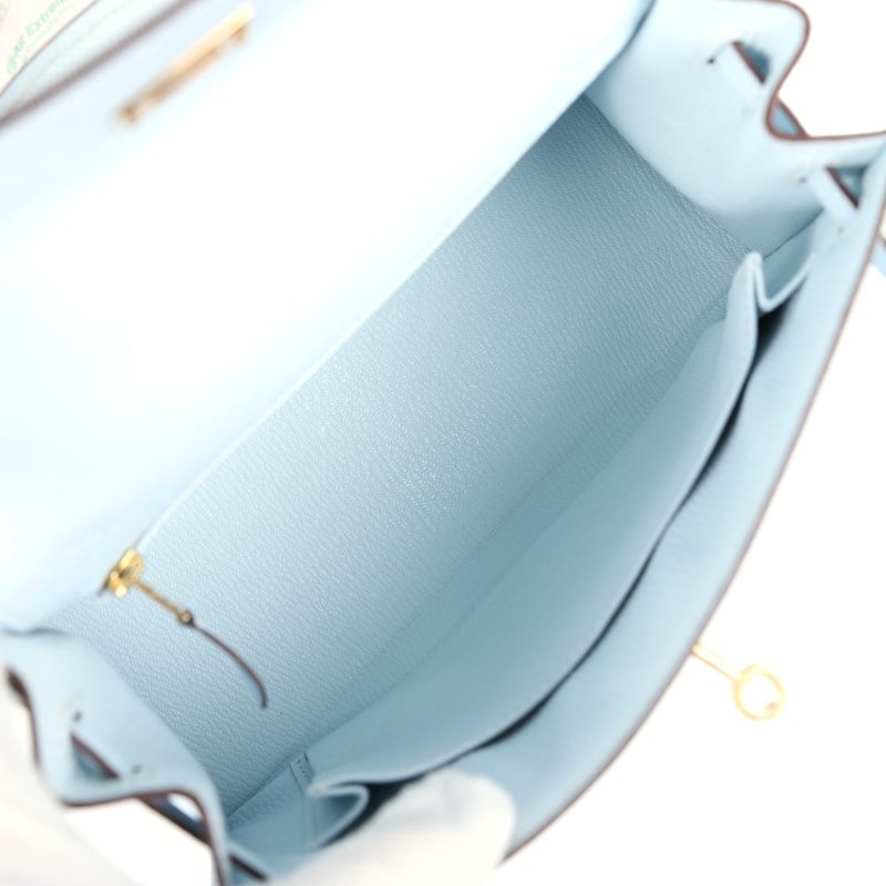 Hermes Kelly Sellier 25 Bleu Brume Epsom Gold Hardware - Image 8