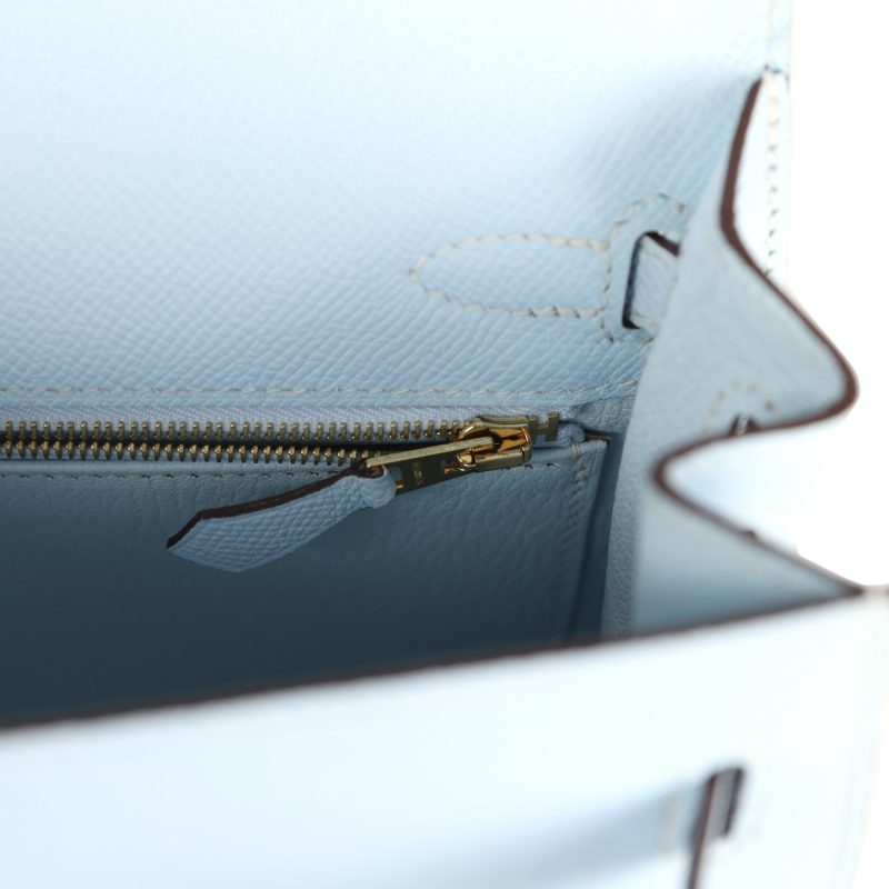 Hermes Kelly Sellier 25 Bleu Brume Epsom Gold Hardware - Image 9