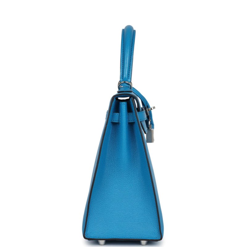 Hermes Kelly Sellier 25 Bleu Zanzibar Chevre Palladium Hardware - Image 3