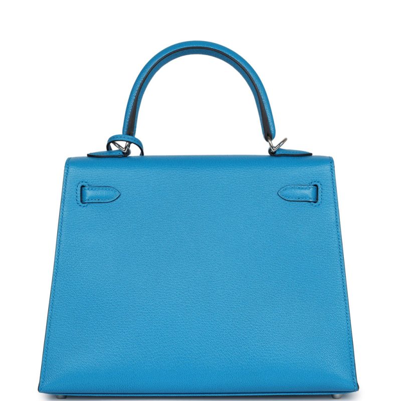 Hermes Kelly Sellier 25 Bleu Zanzibar Chevre Palladium Hardware - Image 4