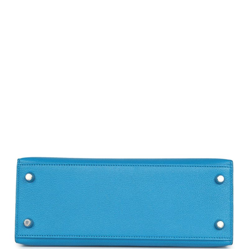 Hermes Kelly Sellier 25 Bleu Zanzibar Chevre Palladium Hardware - Image 5