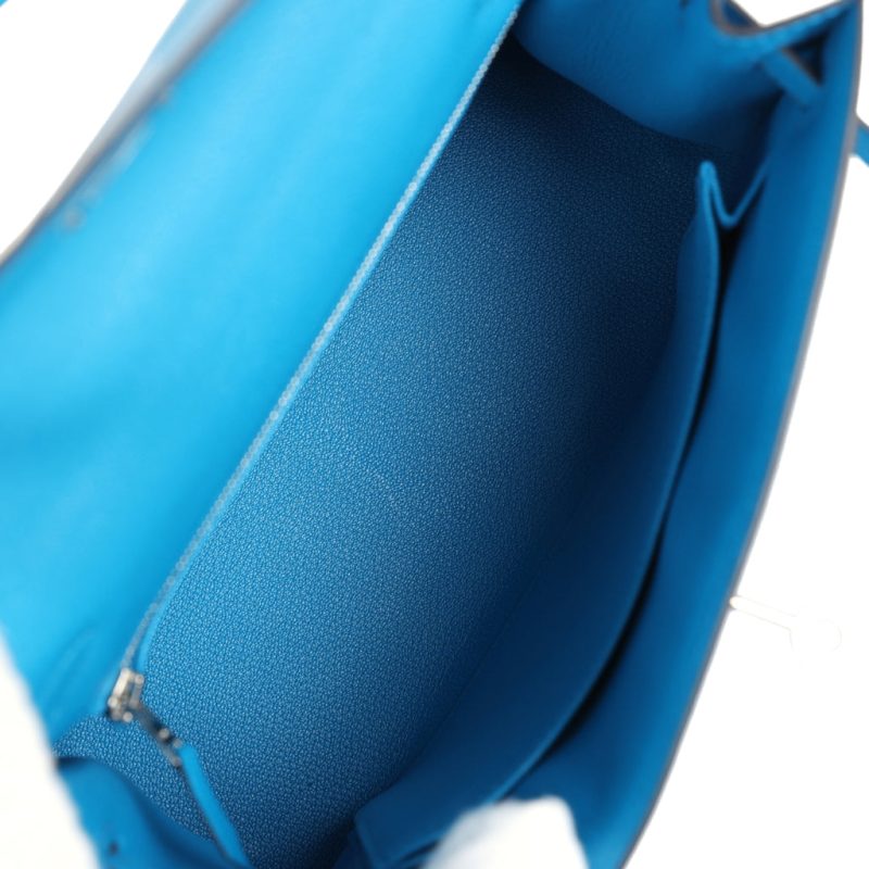 Hermes Kelly Sellier 25 Bleu Zanzibar Chevre Palladium Hardware - Image 6