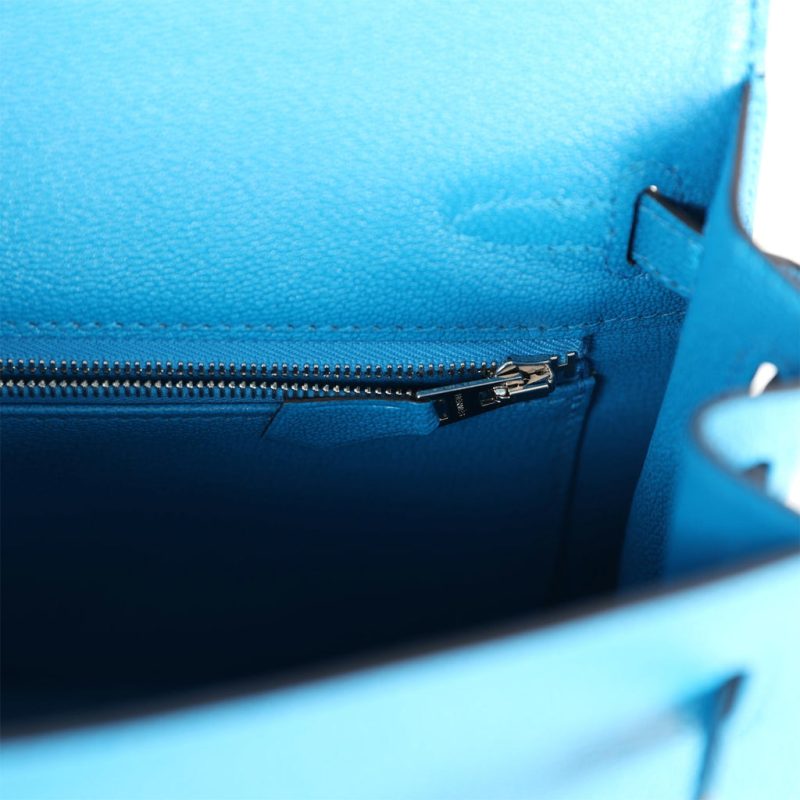 Hermes Kelly Sellier 25 Bleu Zanzibar Chevre Palladium Hardware - Image 7