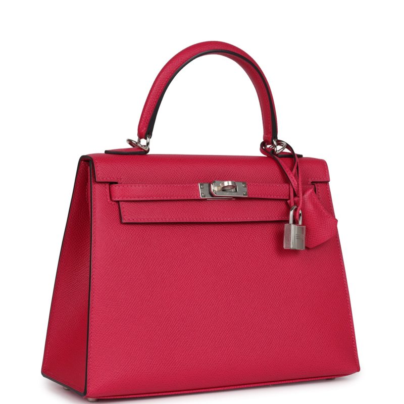 Hermes Kelly Sellier 25 Framboise Verso Epsom Palladium Hardware - Image 2