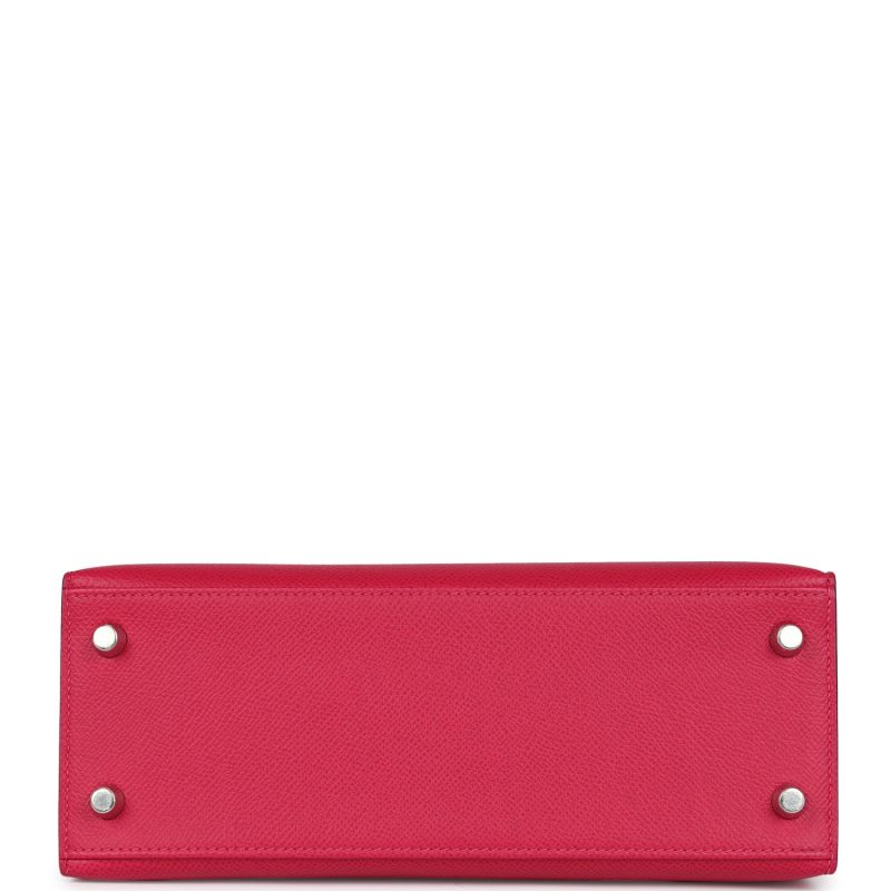 Hermes Kelly Sellier 25 Framboise Verso Epsom Palladium Hardware - Image 5