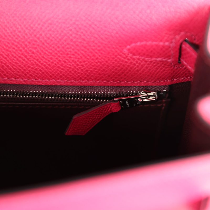 Hermes Kelly Sellier 25 Framboise Verso Epsom Palladium Hardware - Image 8