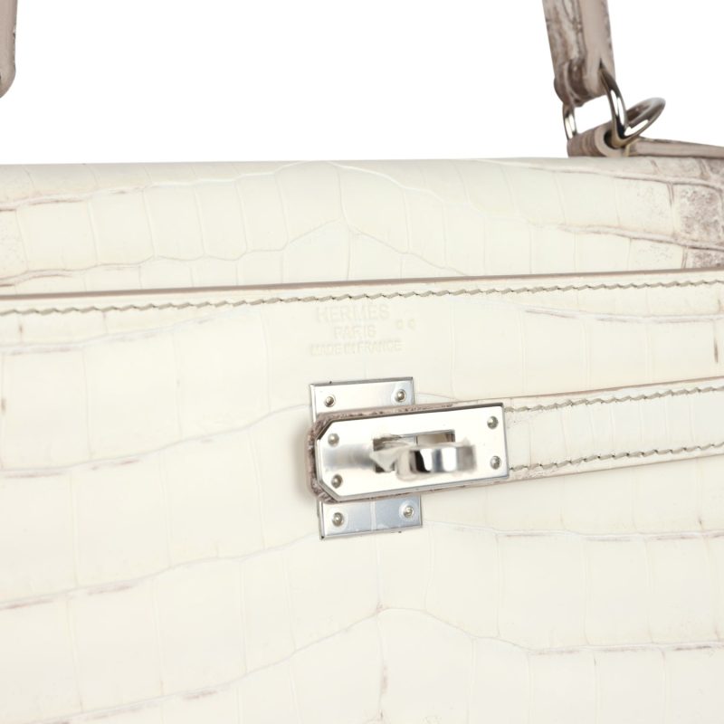Hermes Kelly Retourne 25 Himalaya Niloticus Crocodile Palladium Hardware - Image 7