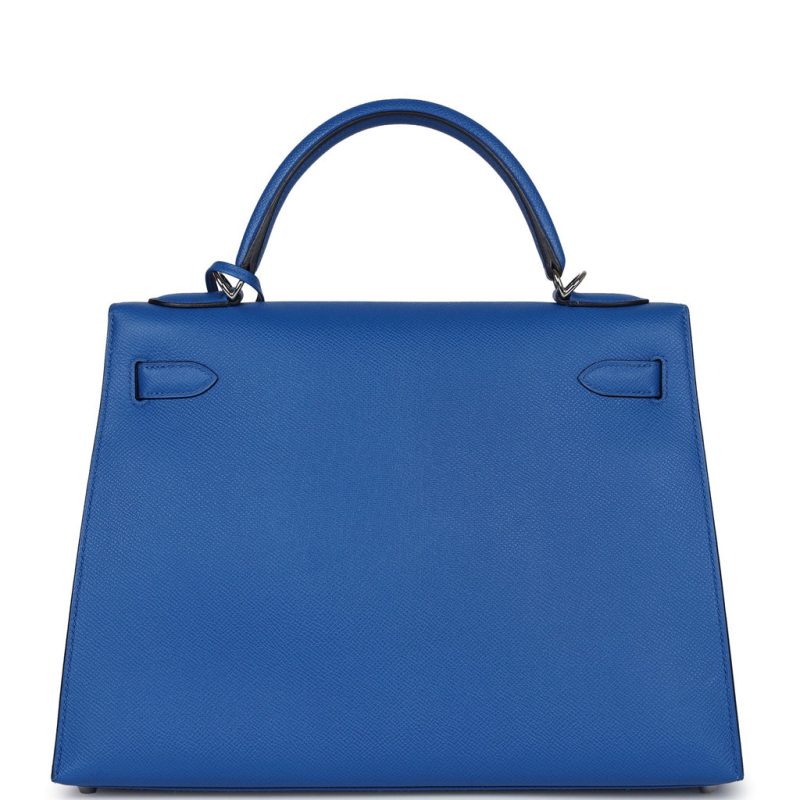 Hermes Kelly Sellier 32 Bleu France Epsom Palladium Hardware - Image 4