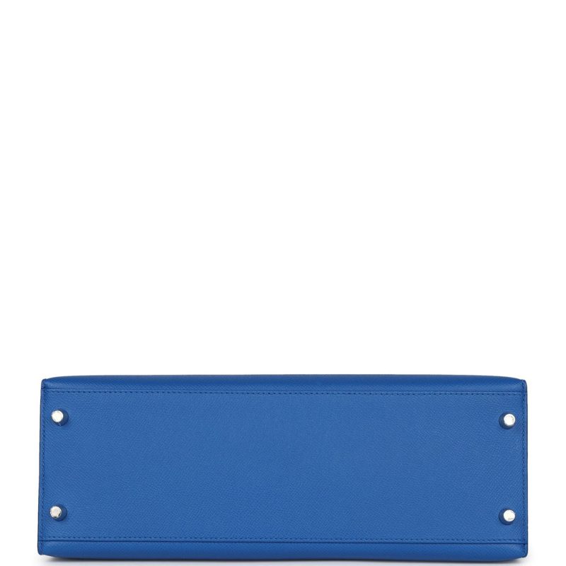 Hermes Kelly Sellier 32 Bleu France Epsom Palladium Hardware - Image 5