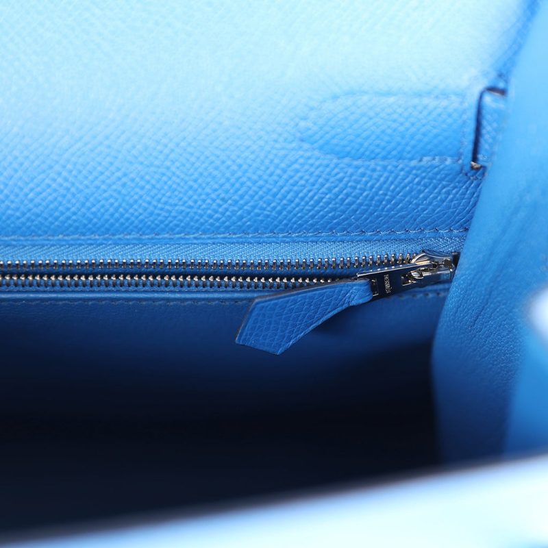 Hermes Kelly Sellier 32 Bleu France Epsom Palladium Hardware - Image 8