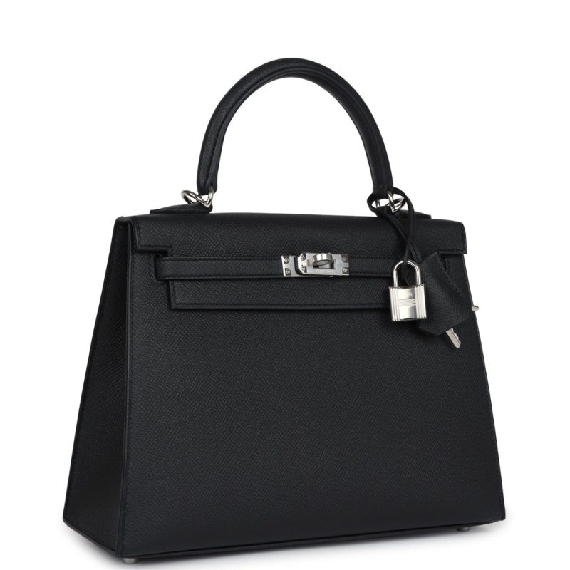 Hermes Kelly Sellier 25 Black Epsom Palladium Hardware - Image 2