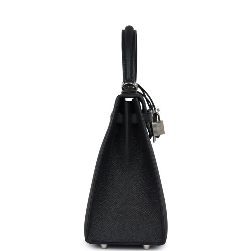 Hermes Kelly Sellier 25 Black Epsom Palladium Hardware - Image 3