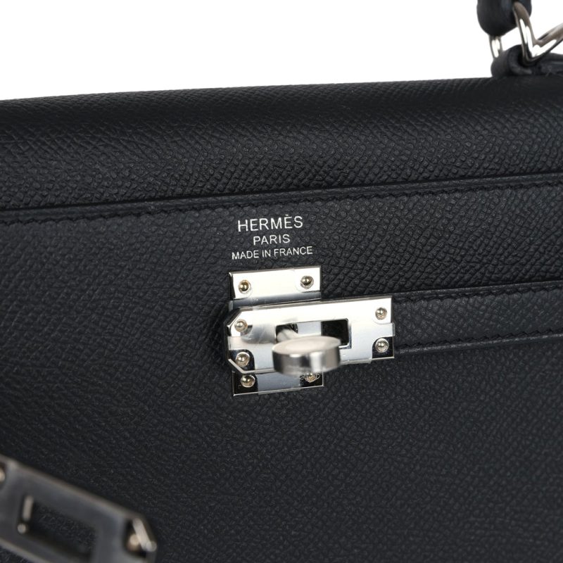 Hermes Kelly Sellier 25 Black Epsom Palladium Hardware - Image 6