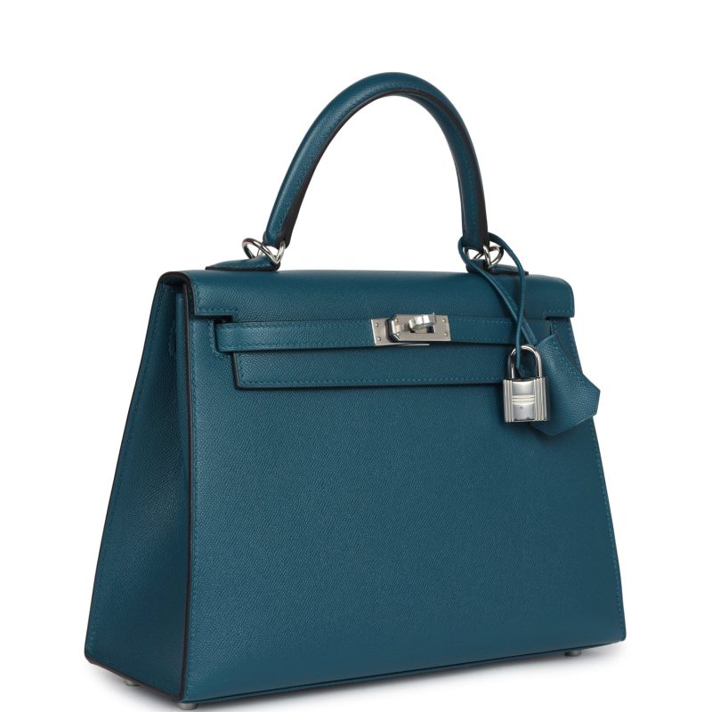 Hermes Kelly Sellier 25 Vert Bosphore Verso Madame Palladium Hardware - Image 2