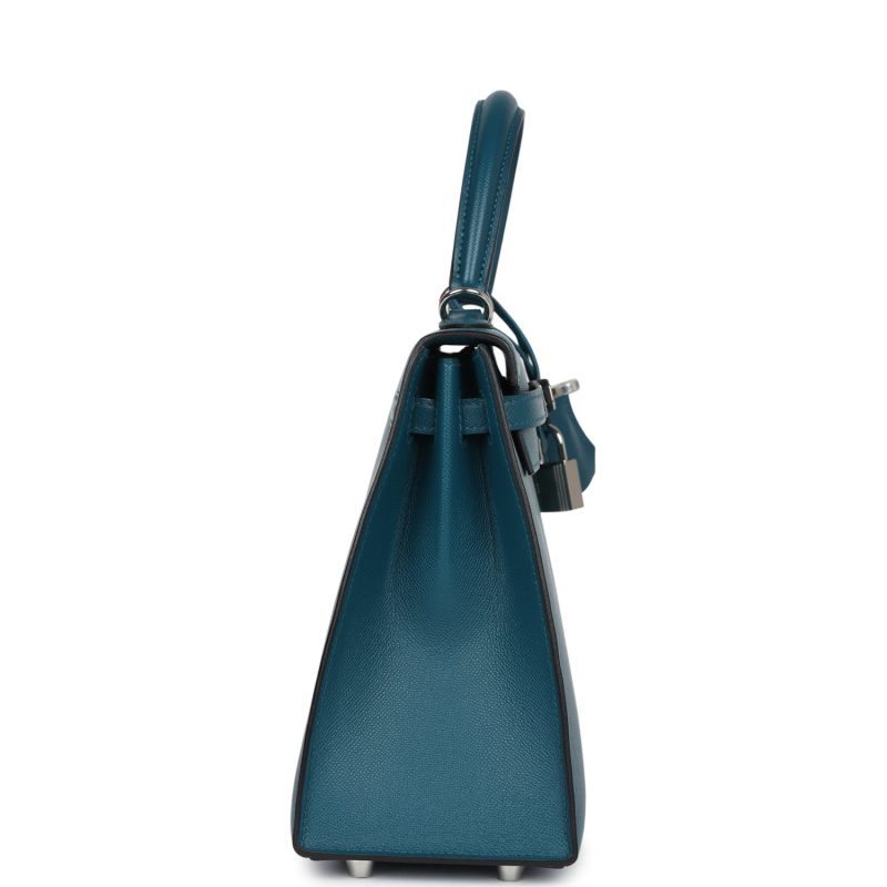 Hermes Kelly Sellier 25 Vert Bosphore Verso Madame Palladium Hardware - Image 3