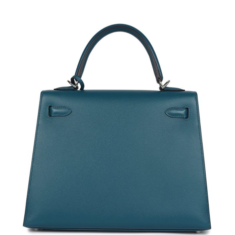 Hermes Kelly Sellier 25 Vert Bosphore Verso Madame Palladium Hardware - Image 4