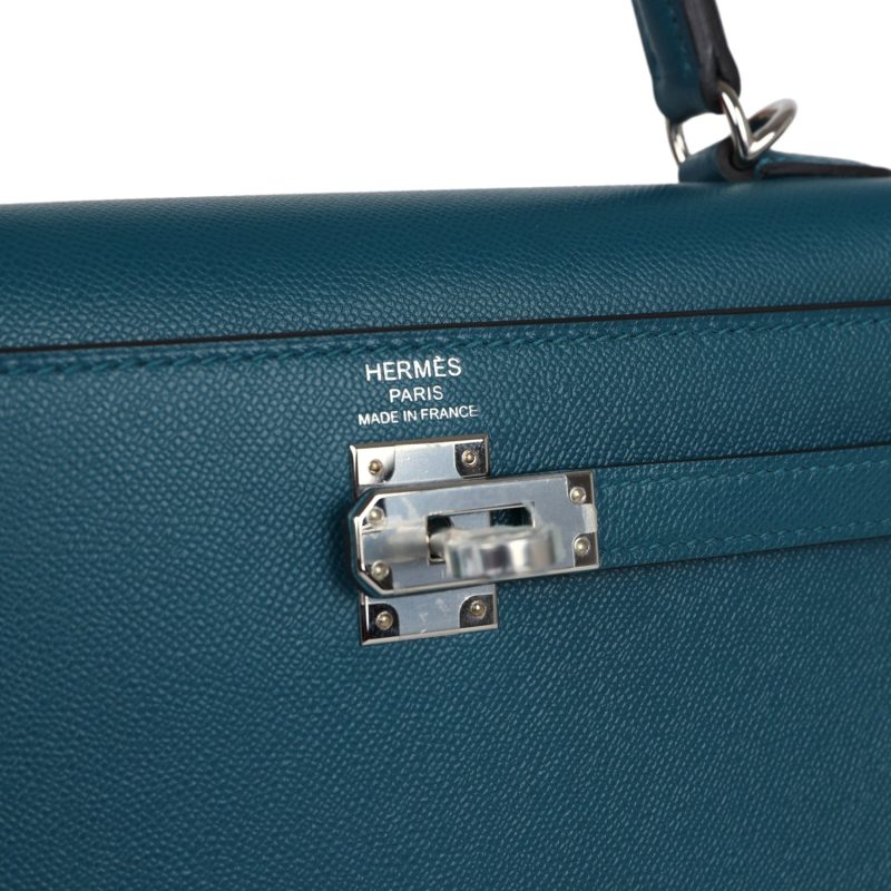 Hermes Kelly Sellier 25 Vert Bosphore Verso Madame Palladium Hardware - Image 6