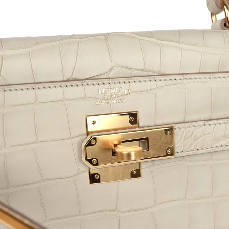 Hermes Kelly Retourne 28 Beton Matte Alligator Gold Hardware - Image 6