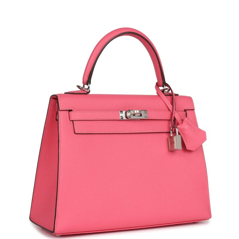 Hermes Kelly Sellier 25 Rose Azalee Epsom Palladium Hardware - Image 2