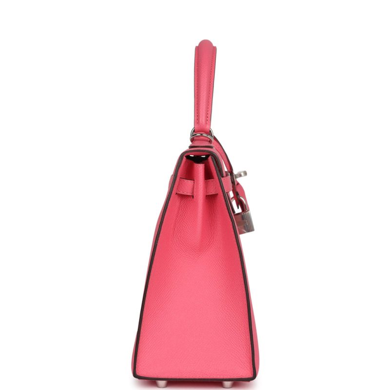 Hermes Kelly Sellier 25 Rose Azalee Epsom Palladium Hardware - Image 3