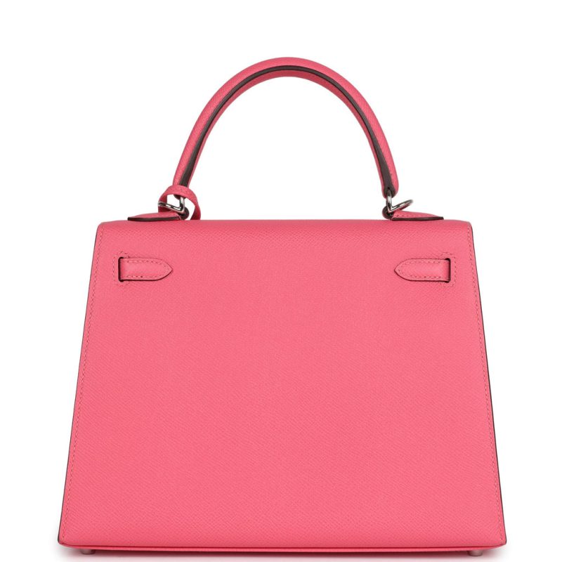 Hermes Kelly Sellier 25 Rose Azalee Epsom Palladium Hardware - Image 4