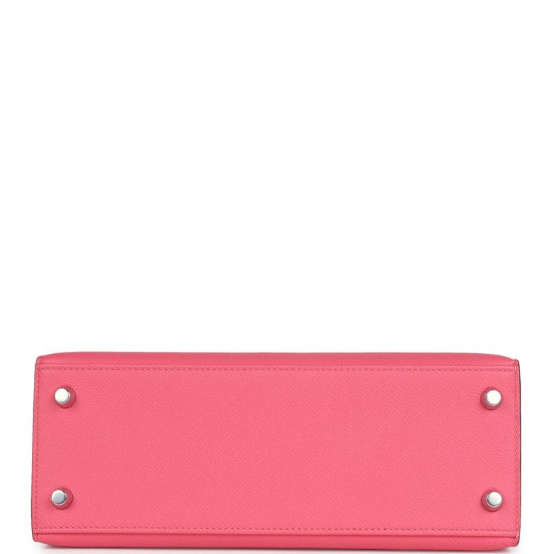 Hermes Kelly Sellier 25 Rose Azalee Epsom Palladium Hardware - Image 5
