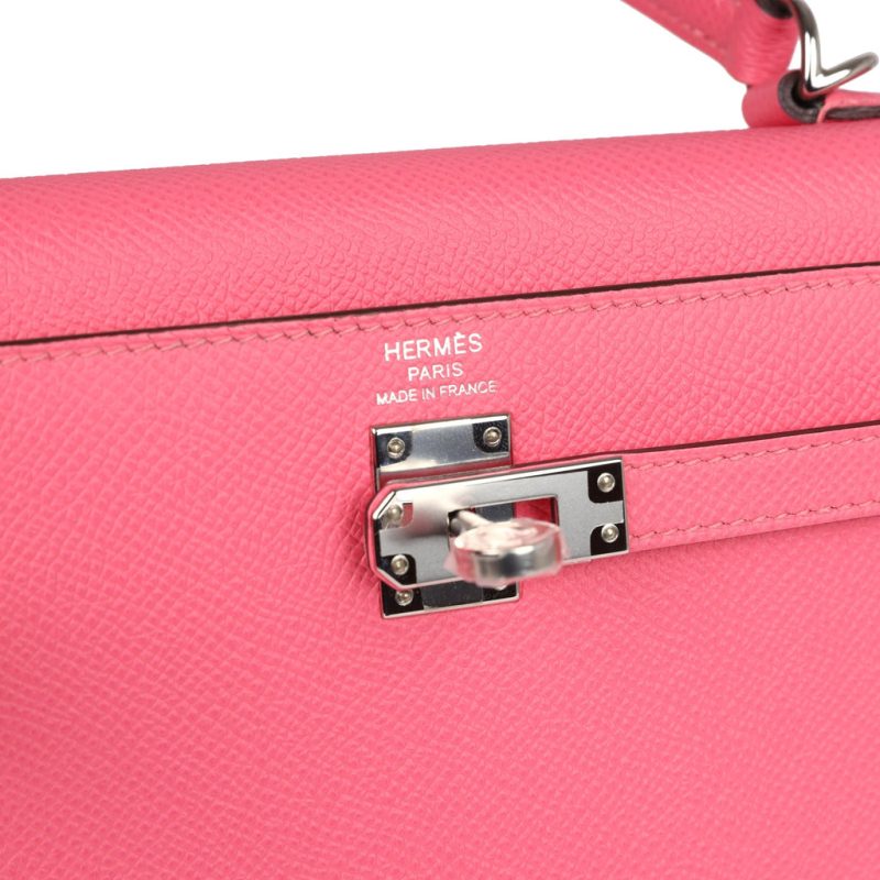 Hermes Kelly Sellier 25 Rose Azalee Epsom Palladium Hardware - Image 6