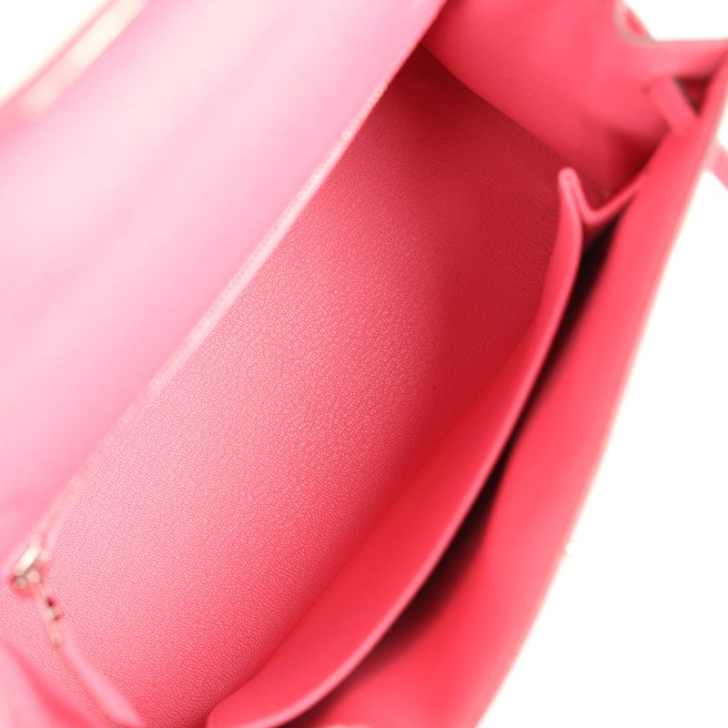 Hermes Kelly Sellier 25 Rose Azalee Epsom Palladium Hardware - Image 7