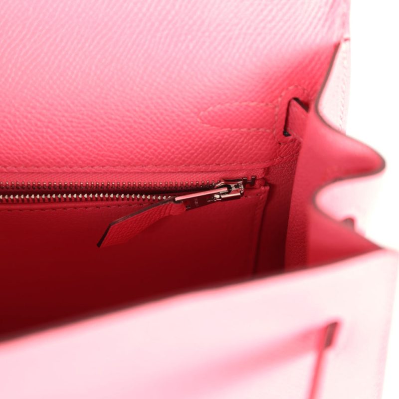 Hermes Kelly Sellier 25 Rose Azalee Epsom Palladium Hardware - Image 8