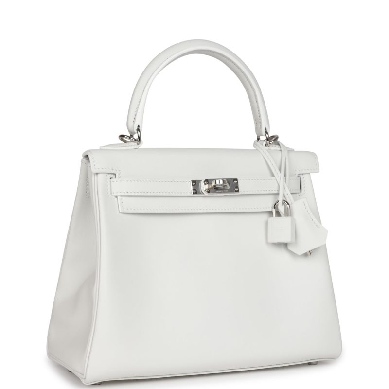 Hermes Kelly Retourne 25 New White Swift Palladium Hardware - Image 2