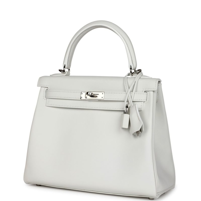 Hermes Kelly Retourne 25 New White Swift Palladium Hardware - Image 3