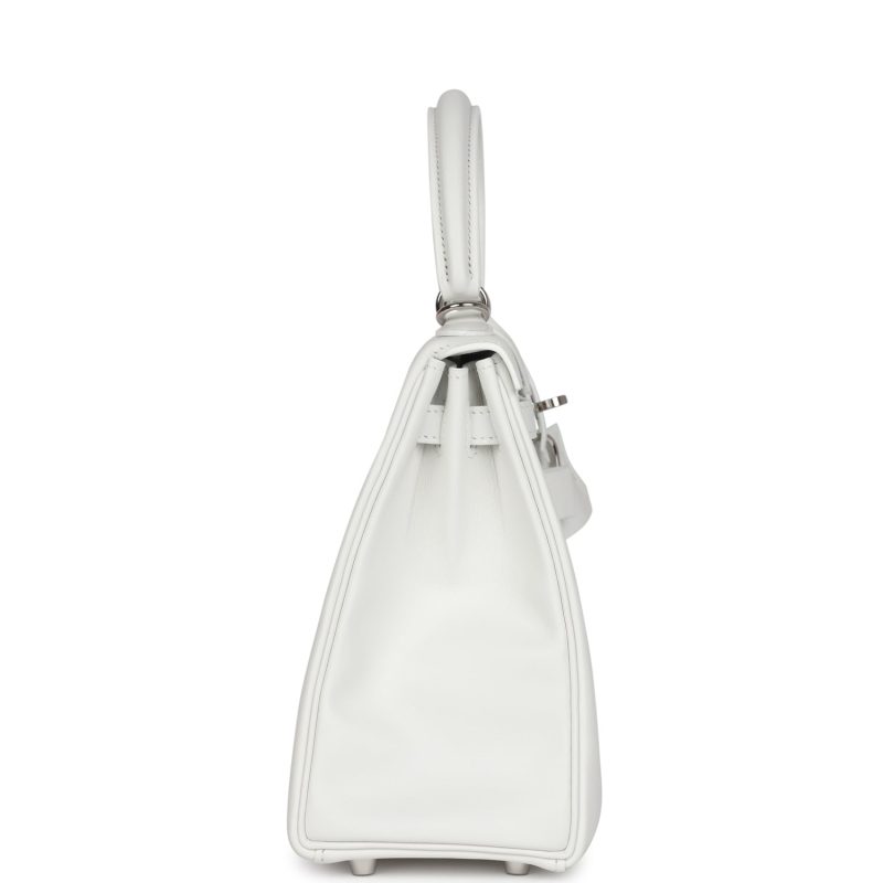 Hermes Kelly Retourne 25 New White Swift Palladium Hardware - Image 4