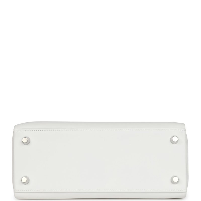 Hermes Kelly Retourne 25 New White Swift Palladium Hardware - Image 6