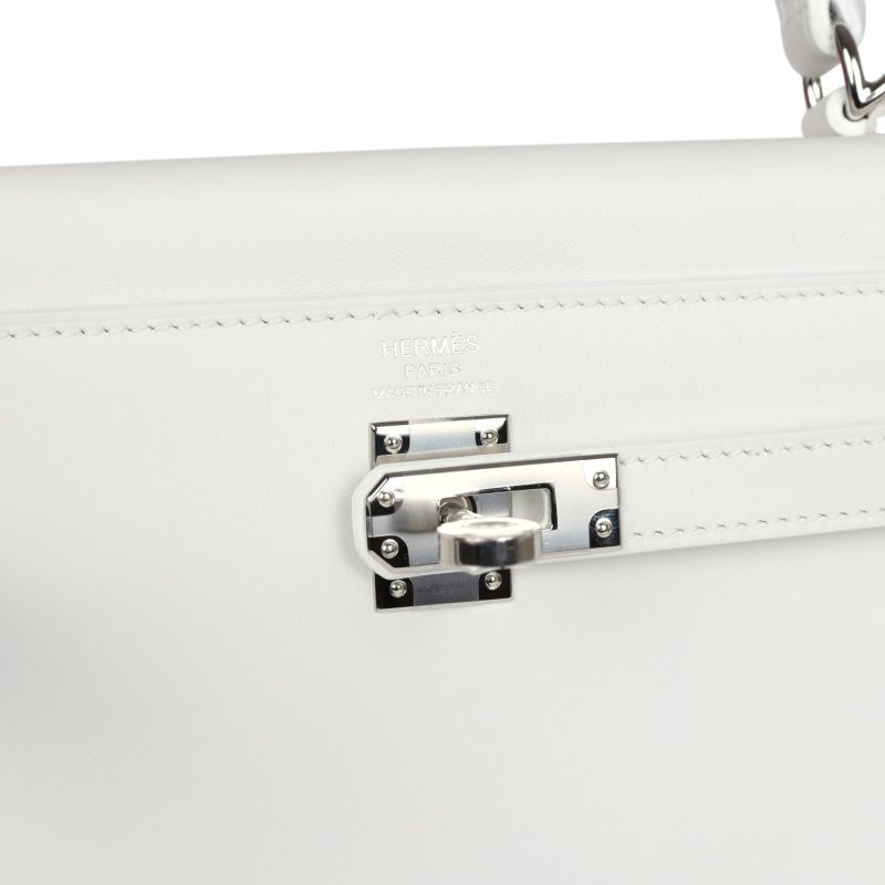 Hermes Kelly Retourne 25 New White Swift Palladium Hardware - Image 7