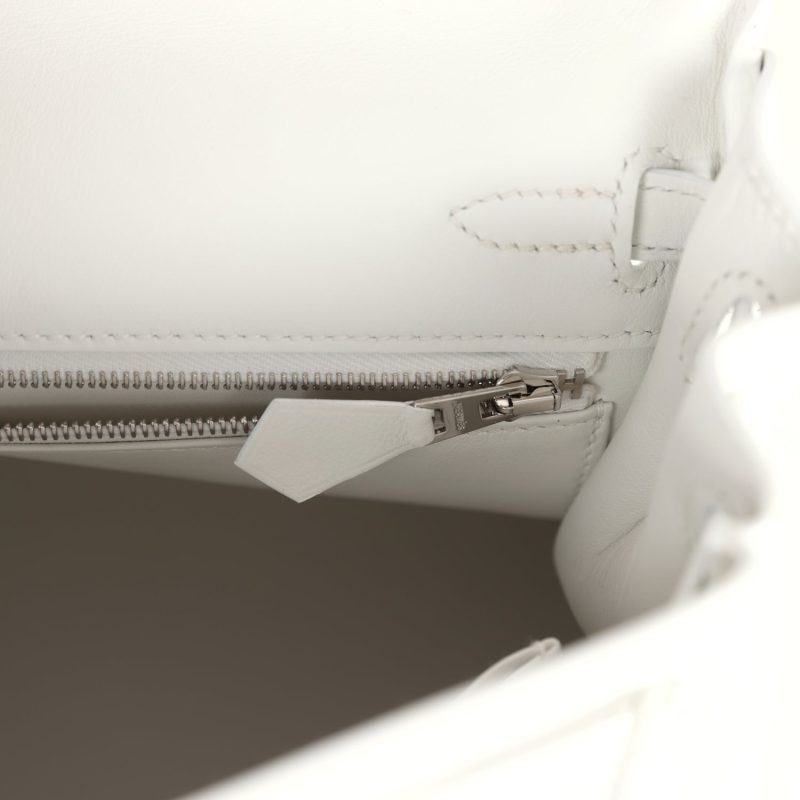Hermes Kelly Retourne 25 New White Swift Palladium Hardware - Image 9