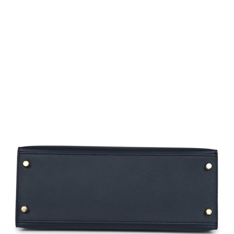 Hermes Kelly Sellier 28 Bleu Indigo Epsom Gold Hardware - Image 5