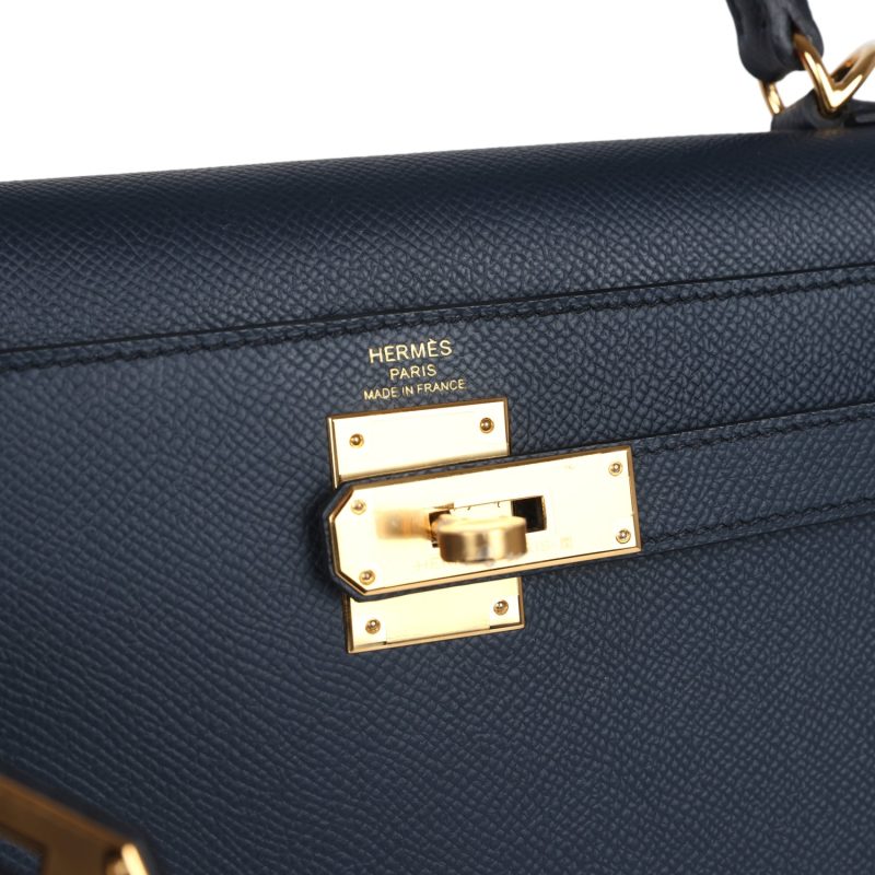 Hermes Kelly Sellier 28 Bleu Indigo Epsom Gold Hardware - Image 6
